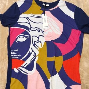 Versace Collection Navy Multicolor Graphic Short-Sleeve Tee. Men’s Large
